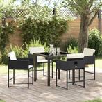 vidaXL Tuin Eettafel Set 5 pcs Zwart poly rattan, Verzenden, Nieuw