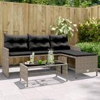 vidaXL Tuinbank met tafel en kussens L-vormig poly rattan, Tuin en Terras, Verzenden, Nieuw