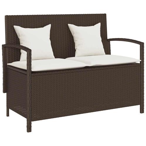 vidaXL Tuinbank met kussen poly rattan bruin, Tuin en Terras, Tuinsets en Loungesets, Nieuw, Verzenden