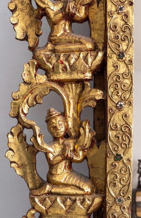 Wandspiegel - 24 kt goud, Teak - Birmees tempel spiegel, Antiek en Kunst, Kunst | Niet-Westerse kunst