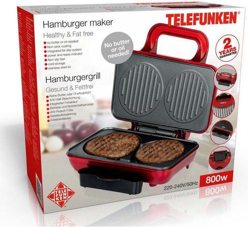 Telefunken Hamburgermaker - 800W, Zakelijke goederen, Horeca | Keukenapparatuur, Nieuw in verpakking, Fornuis, Frituur en Grillen