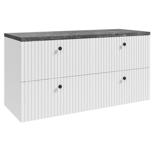 Badplaats Wastafelkast Saros 120 cm - Wit - met Bovenblad, Huis en Inrichting, Badkamer | Badkamermeubels, Nieuw, Verzenden