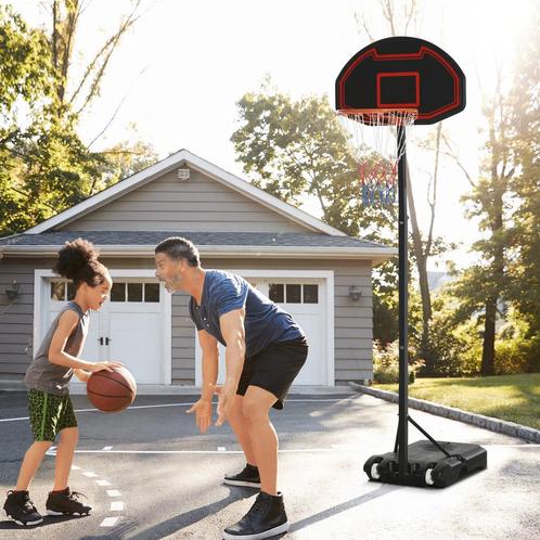 Basketbalstandaard - Verstelbaar - Op wielen - Zwart, Sport en Fitness, Basketbal, Nieuw, Ophalen of Verzenden