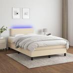 vidaXL Boxspring met matras en LED stof crèmekleurig 120x200, Verzenden, Nieuw