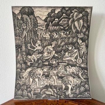 Tekening Figuren in landschap - Bali - Indonesië (Zonder