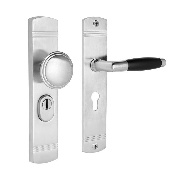 Retro buitendeurbeslag knop/klink PC55 in mat nikkel met..., Doe-het-zelf en Bouw, Hang- en Sluitwerk, Klink of Kruk, Nieuw, Koper of Messing