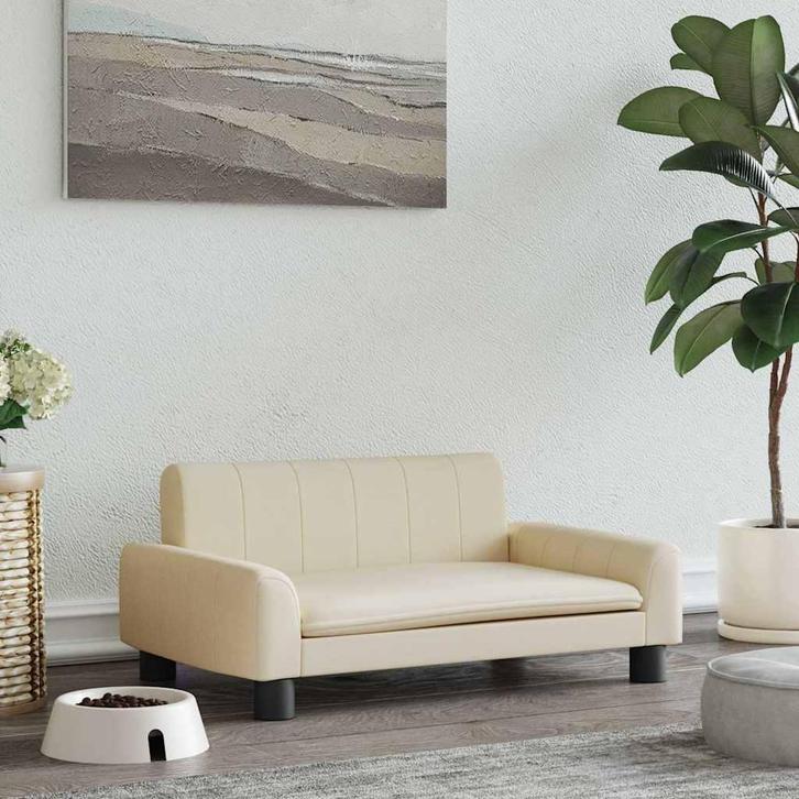 vidaXL Hondenmand 70x45x30 cm stof crèmekleurig, Animaux & Accessoires, Accessoires pour chiens, Envoi