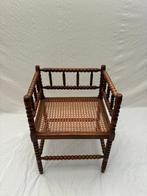 Stoel - Franse Bobbin Hoekstoel met Rieten Afwerking - Hout,