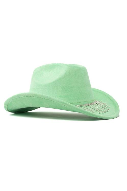 Cowboyhoed Mint Strass Steentjes Ketting Mintgroen Cowgirl W, Kleding | Dames, Carnavalskleding en Feestkleding, Nieuw, Ophalen of Verzenden