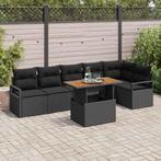 vidaXL Tuinbank Set met opslag 7 pcs Zwart Poly rattan, Verzenden, Nieuw