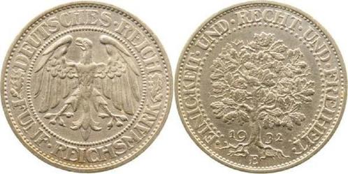 Duitsland 5 Reichsmark 1932 E Eichbaum praegefrisch min D..., Timbres & Monnaies, Monnaies | Europe | Monnaies non-euro, Envoi