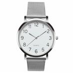 Fako® - Horloge - Mesh - Staal - Ø 40mm - Zilverkleurig, Nieuw, Verzenden