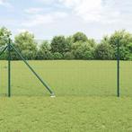 vidaXL Hek met Palen Groen 1 x 25 m Staal, Verzenden, Nieuw