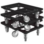 Dolly 60x40x15 Zwart met 4 rubberen zwenkwielen Nieuw Set, Ophalen of Verzenden