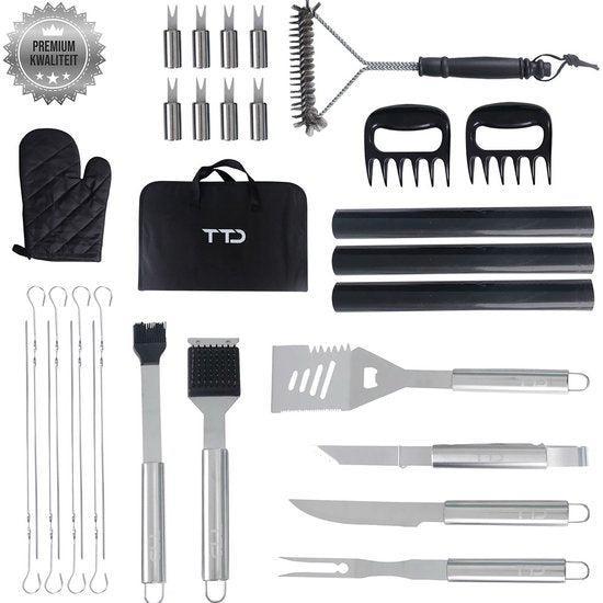 2eChoix | TTD® Premium BBQ Accessories Set 30-piece - BBQ, Tuin en Terras, Barbecue-accessoires, Ophalen of Verzenden