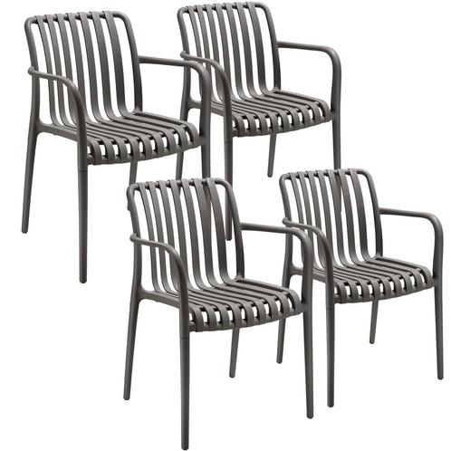 tectake Tuinstoelen Alcudia, weerbestendig, stapelbaar - ant, Tuin en Terras, Overige Tuin en Terras, Verzenden