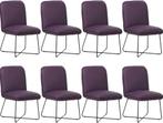 Set van 8 Paarse leren industriële design eetkamerstoelen -, Nieuw, Vijf, Zes of meer stoelen, Modern, Leer