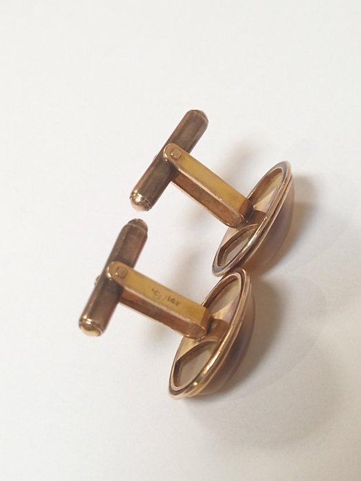 Manchetknopen - 14 karaat Geel goud Kattenoog (Chrysoberil), Handtassen en Accessoires, Antieke sieraden