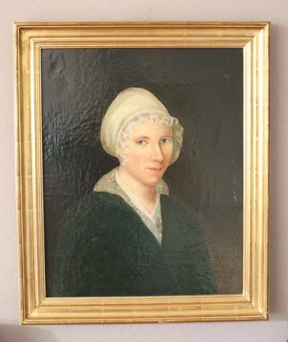 Franse school (XIX) - Portret van een dame uit 1807, Antiek en Kunst, Kunst | Schilderijen | Klassiek