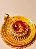 Pendentif - 18 carats Or jaune Citrine - Perle - Pendentif