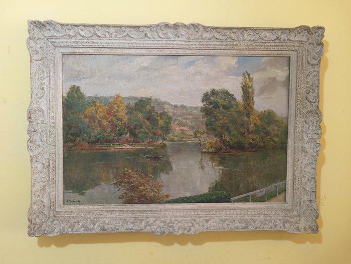 Franse school (XX) - Paesaggio fluviale dautunno - No, Antiek en Kunst, Kunst | Schilderijen | Klassiek