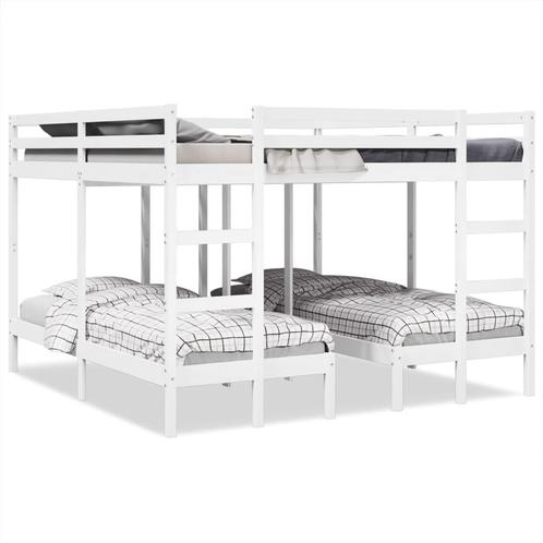 vidaXL Stapelbed 3-voudig grenenhout wit 200x200/80x200 cm, Huis en Inrichting, Slaapkamer | Bedden, Nieuw, Verzenden