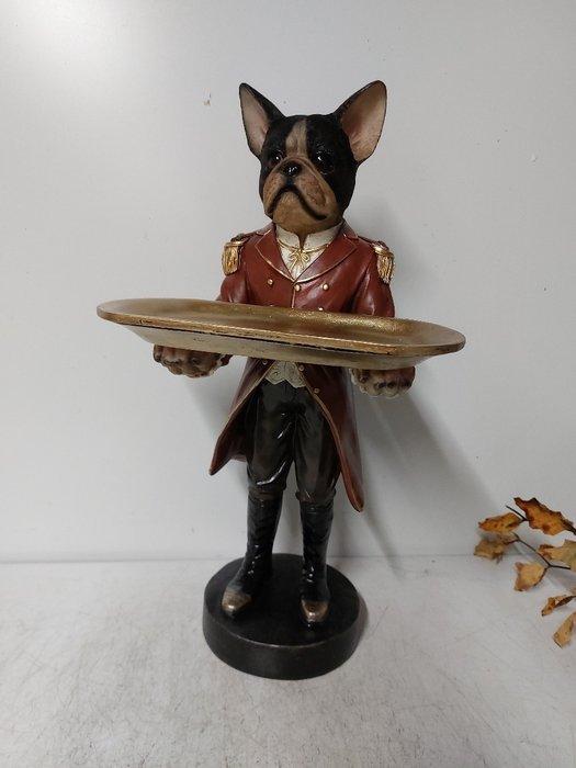 Beeld, french buldog as budhler with plateau - 50 cm -, Antiek en Kunst, Kunst | Designobjecten