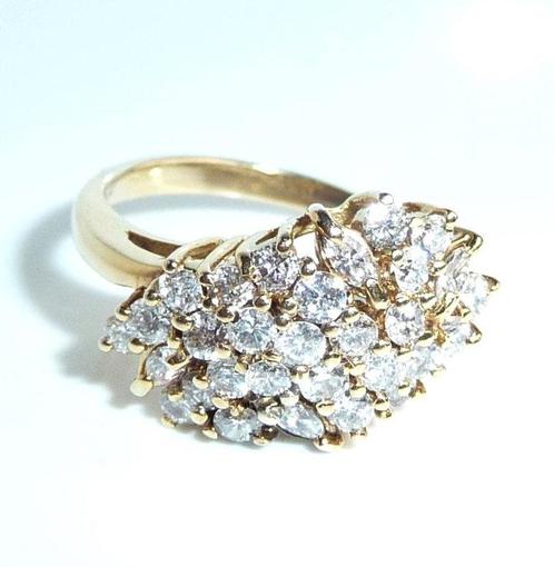 Ring - 14 karaat Geel goud - 1.20ct. tw. Diamant, Handtassen en Accessoires, Ringen