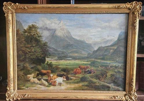 Escuela de Barbizon (XIX) - NO RESERVE - Le repos de prince, Antiek en Kunst, Kunst | Schilderijen | Klassiek