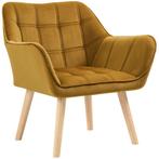 Relaxfauteuil - Scandinavisch Design - Fluweel - Geel, Huis en Inrichting, Fauteuils, Ophalen of Verzenden, Nieuw, Stof, Modern