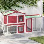 vidaXL Konijnenhok voor buiten groot 145x45x84 cm hout rood, Dieren en Toebehoren, Knaagdieren en Konijnen | Hokken en Kooien