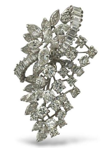 Broche Platine, Magnifique broche en platine ornée de
