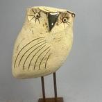 Ewa Budzowska - sculptuur, The owl -BIG- with 24carat gold)