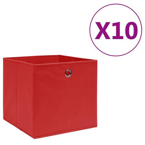 vidaXL Opbergboxen 10 st 28x28x28 cm nonwoven stof rood, Doe-het-zelf en Bouw, Kratten en Dozen, Nieuw, Verzenden