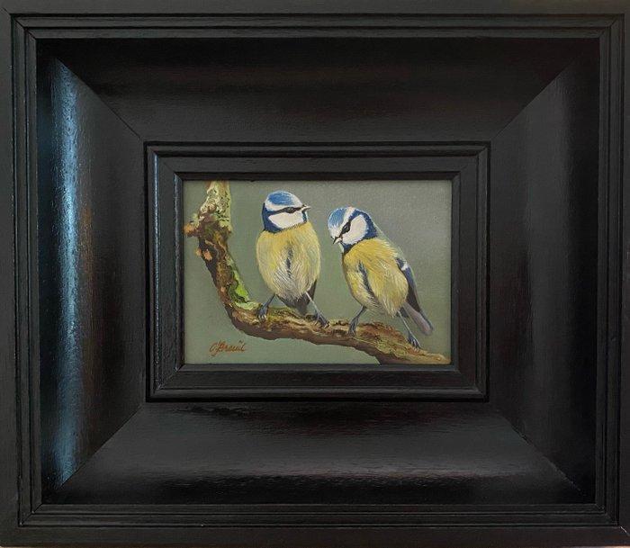 Ben Oude Breuil (1949) - Kees en Trees pimpelmees, Antiek en Kunst, Kunst | Schilderijen | Klassiek