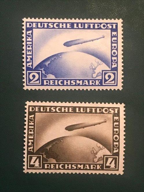 Duitse Rijk 1928 - Zeppelin : 2 en 4 Mark - Michel 423/424, Postzegels en Munten, Postzegels | Europa | Duitsland