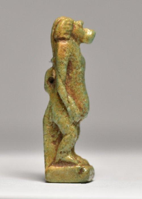 Oud-Egyptisch Faience Amulet van Thoth in aapvorm - 29 mm, Antiek en Kunst, Antiek | Overige Antiek