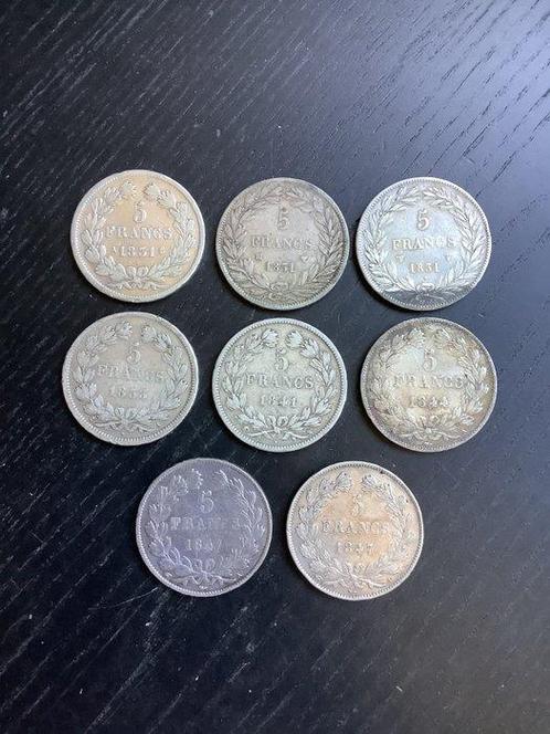 Frankrijk. Louis Philippe I. 5 Francs 1831-1847 (8 munten), Postzegels en Munten, Munten | Europa | Euromunten