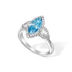 Statement ring - 18 karaat Witgoud - 2.01ct. tw. Blauw