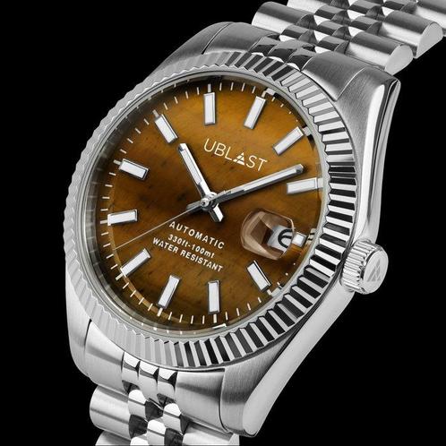 Ublast - Century - Tigers Eye Stone Dial - UBCEJA40TIG -, Handtassen en Accessoires, Horloges | Heren