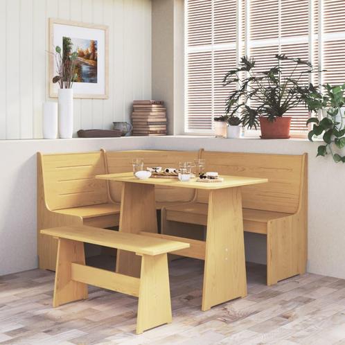 vidaXL 3-delige Eethoek REINE massief grenenhout honingbruin, Huis en Inrichting, Complete eetkamers, Nieuw, Verzenden