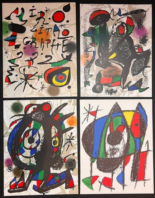 Joan Miro (1893-1983) (after) - Joan Miro - 4x original, Antiek en Kunst, Antiek | Overige Antiek
