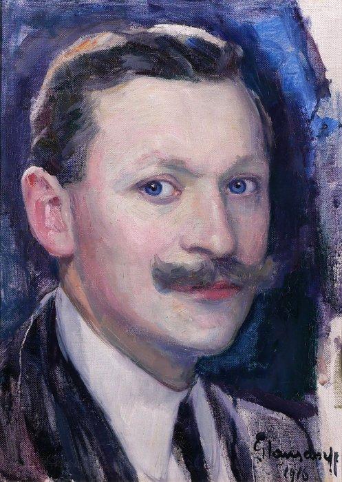 Hubert GLANSDORFF - Self-portraif in 1916, Antiek en Kunst, Kunst | Schilderijen | Klassiek