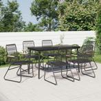 vidaXL 7-delige Tuinset PVC-rattan zwart, Tuin en Terras, Verzenden, Nieuw, Tuinset