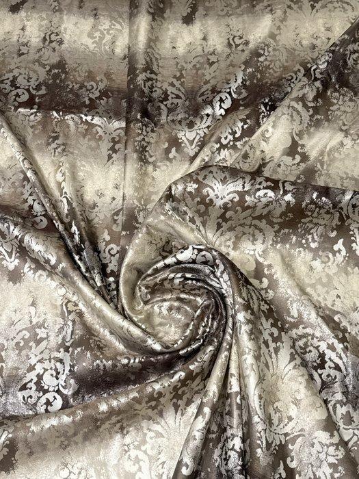 san leucio - exclusieve antieke zijden damaststof in taupe, Antiquités & Art, Tapis & Textile