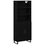 vidaXL Hoge Kast Zwart Eiken 69,5x34x180 cm Geengineerd Hout, Huis en Inrichting, Verzenden, Nieuw