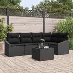 vidaXL Tuin Eettafel Set 6 pcs Zwart Poly Rattan en, Tuin en Terras, Verzenden, Nieuw