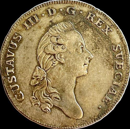 Suède. Gustav III. Riksdaler 1779 very nice patina AU+ and, Postzegels en Munten, Munten | Europa | Niet-Euromunten
