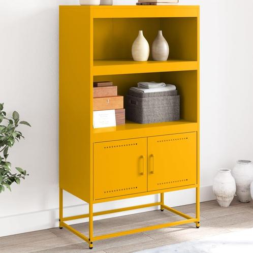 vidaXL Hoge kast 68,5x38,5x123,5 cm staal mosterdgeel, Maison & Meubles, Armoires | Dressoirs, Envoi