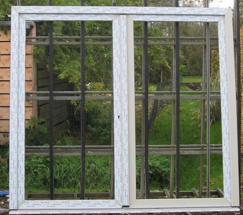 pvc dubbel buitendeur , achterdeur , deur 229 x 207, Doe-het-zelf en Bouw, Deuren en Vliegenramen, Nieuw, Glas, Kunststof, Buitendeur
